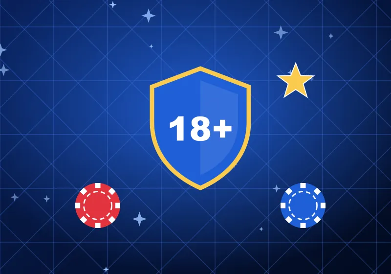 About TrueBlue Casino Australia Blue shield with an 18+ sign between casino chips